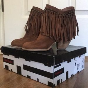 Not Rated Tan Fringe Booties